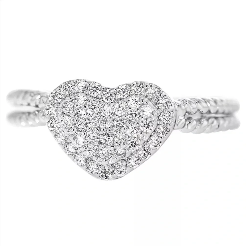 Clear Crystal Sparkle Dazzle Heart Braided Ring